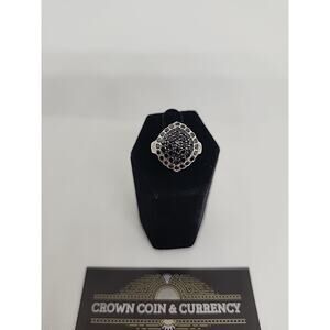 BLACK SPINEL CLUSTER RING 2.10CTW Sterling Silver .925 Rd Dia Acc Size 7